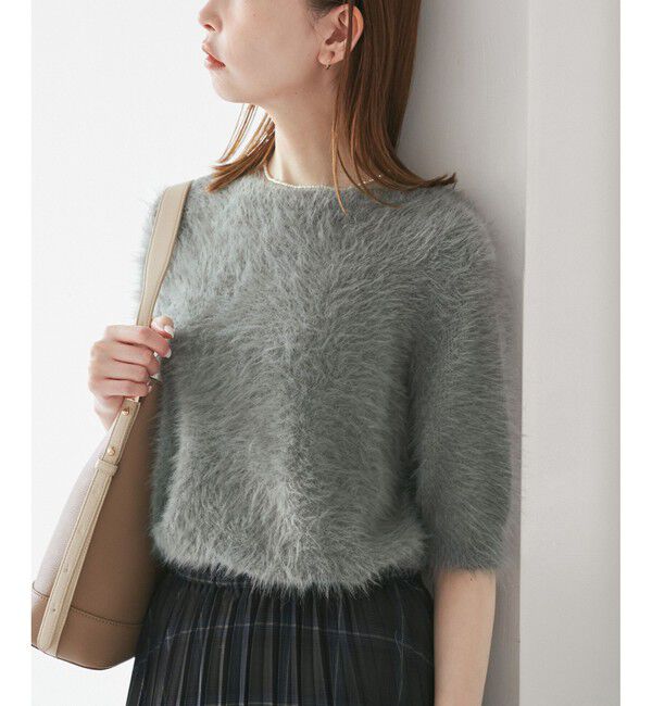 Rope&rsquo;Picnic「シャギーニットハーフスリーブプルオーバー」|ニット・セーター|グレー(07)