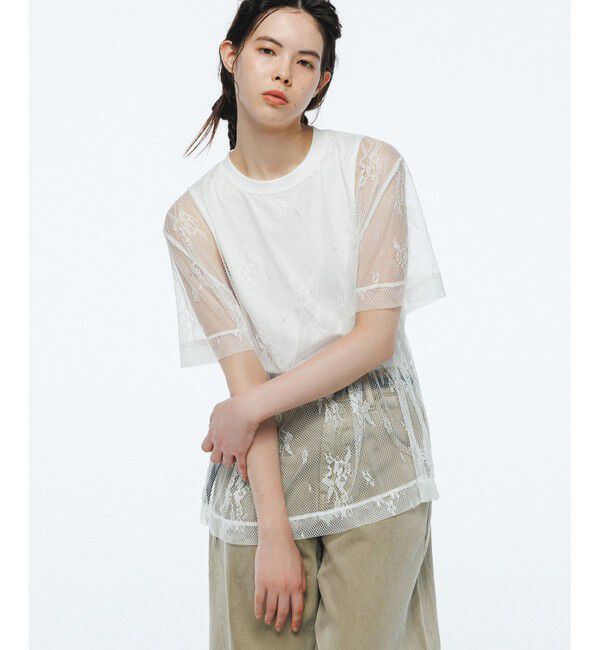 ADAM ET ROPE'「レースTEE」|Tシャツ・カットソー|ホワイト(10)