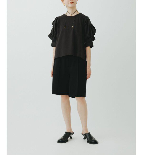 ADAM ET ROPE'「ピンタックイージーハーフパンツ」|チノ|