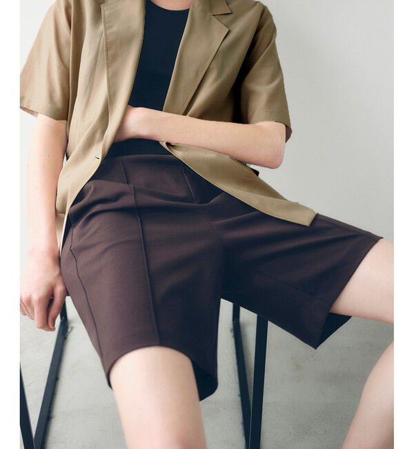 ADAM ET ROPE'「ピンタックイージーハーフパンツ」|チノ|