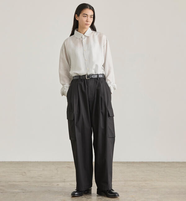 「nicholson & nicholson | コットン ツイルワイドカーゴパンツ WOMEN」|チノ|