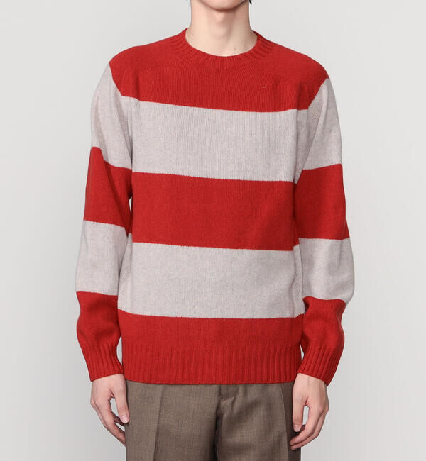 Morris & Sons「MORRIS & SONS | ブロックストライプクルーネックセーター MEN」|ニット・セーター|