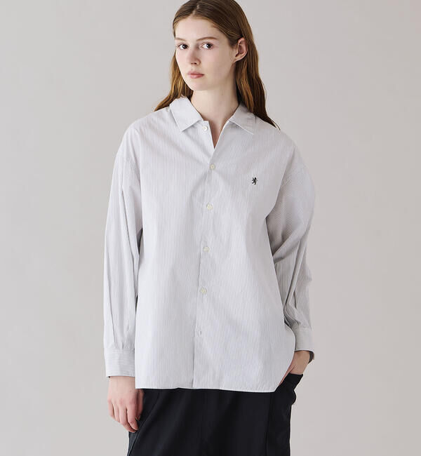GYMPHLEX「Gymphlex | コットン ストライプ 長袖チュニックシャツ WOMEN」|シャツ・ブラウス|