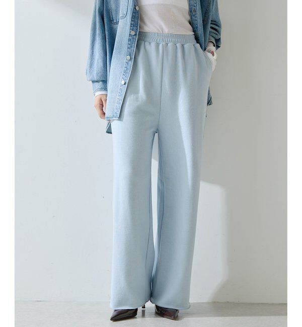  「ロゴ裏毛ワイドパンツ」|チノ|スカイブルー