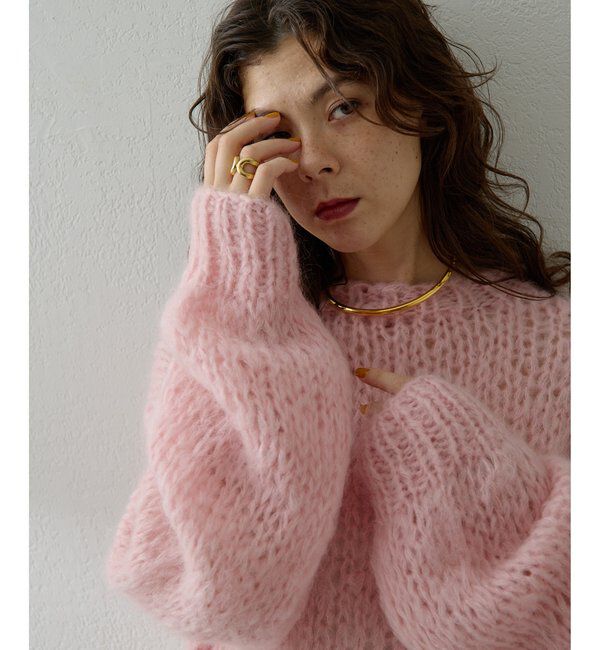  「ハンドクルーニットプルオーバー」|ニット・セーター|ベビーピンク