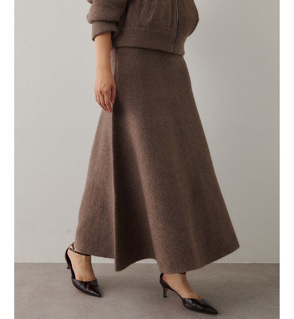  「ニットフレアスカート」|スカート|モカ