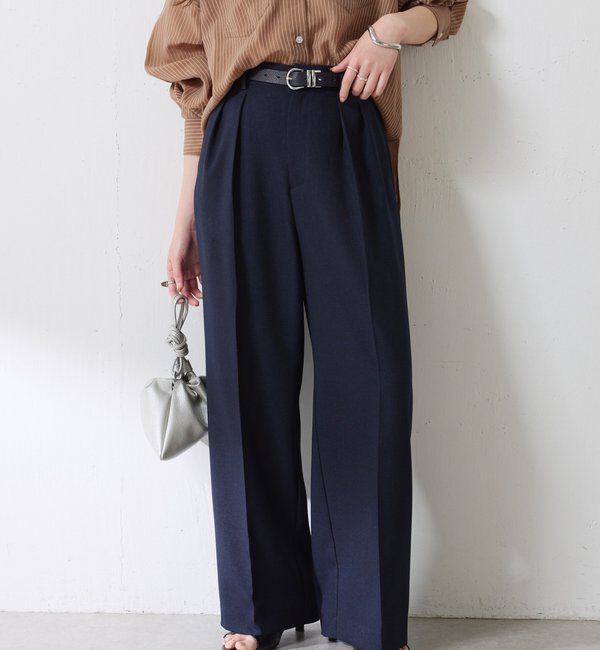  「ウールライクタックパンツ」|チノ|ネイビー