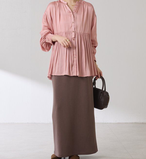  「割繊サテンスキッパーブラウス」|シャツ・ブラウス|