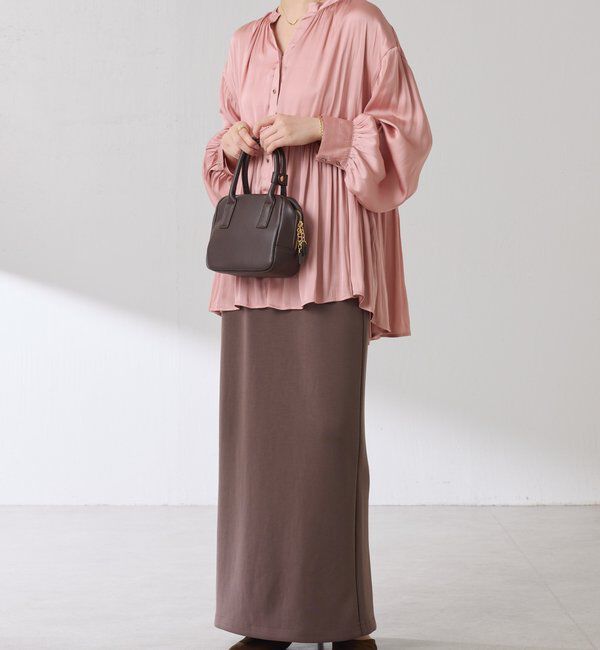  「割繊サテンスキッパーブラウス」|シャツ・ブラウス|