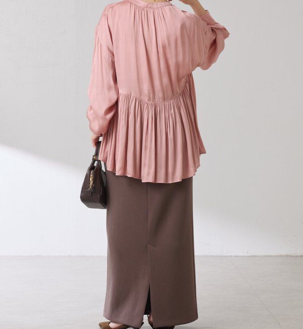  「割繊サテンスキッパーブラウス」|シャツ・ブラウス|
