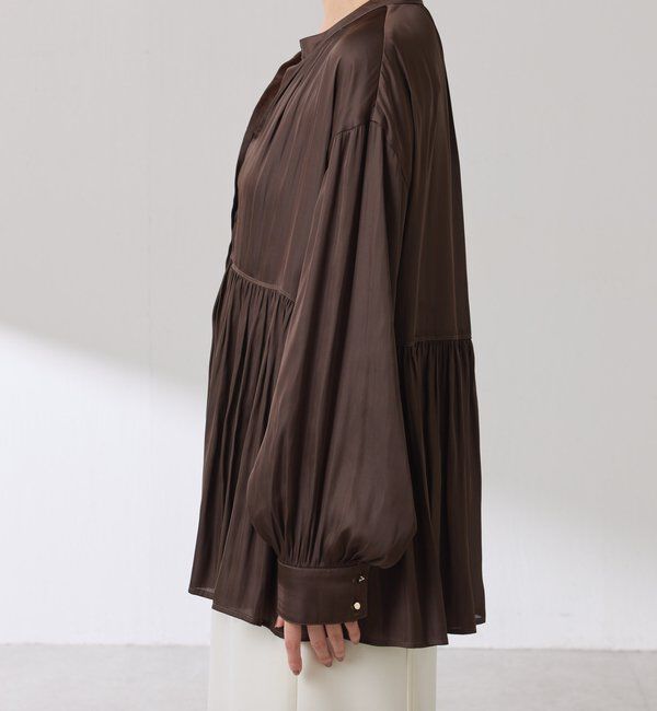  「割繊サテンスキッパーブラウス」|シャツ・ブラウス|