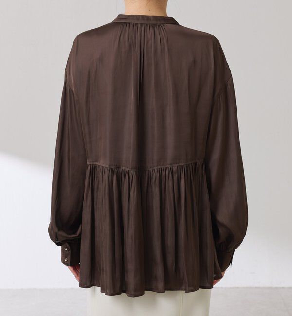  「割繊サテンスキッパーブラウス」|シャツ・ブラウス|