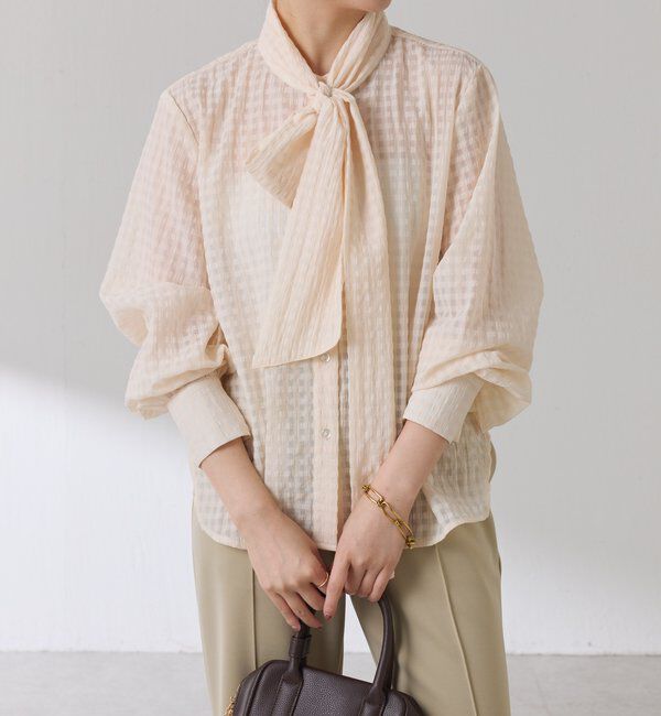  「ボウタイチェックブラウス」|シャツ・ブラウス|