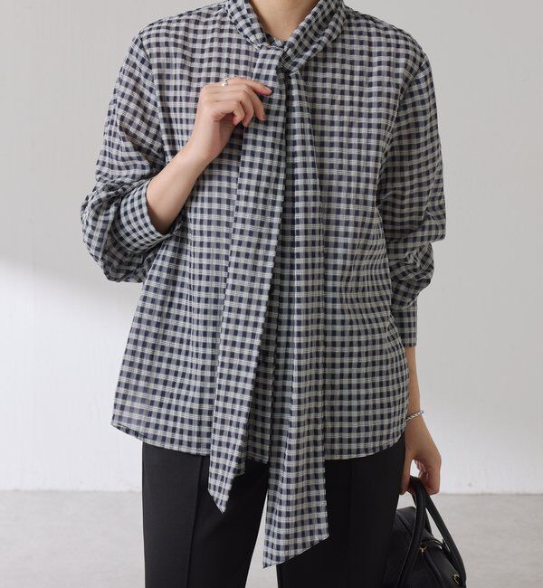  「ボウタイチェックブラウス」|シャツ・ブラウス|