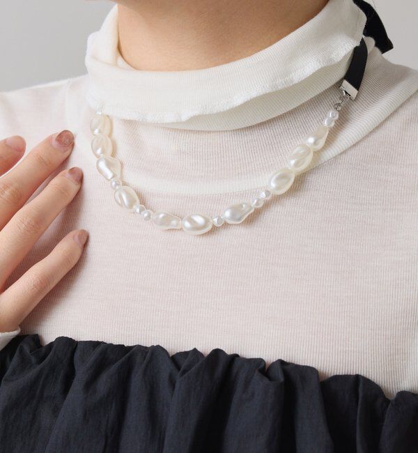  「【PAPILLONNER/パピヨネ】パールベロアネックレス」|リング|