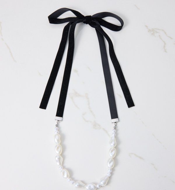  「【PAPILLONNER/パピヨネ】パールベロアネックレス」|リング|