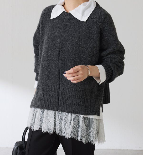  「裾レースハイネックシャツ」|シャツ・ブラウス|