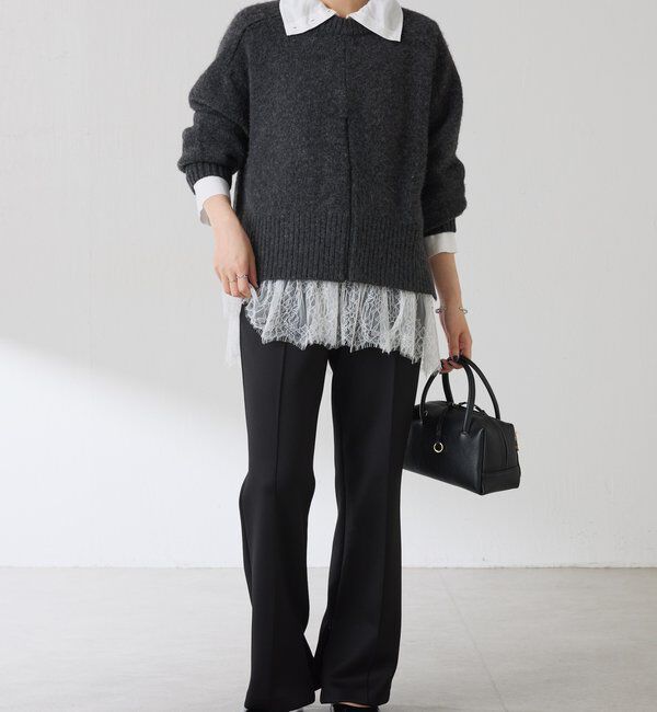  「裾レースハイネックシャツ」|シャツ・ブラウス|