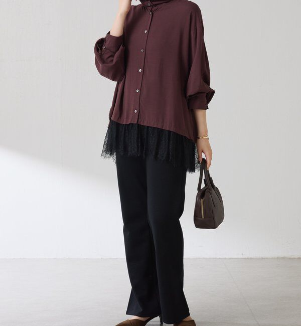  「裾レースハイネックシャツ」|シャツ・ブラウス|