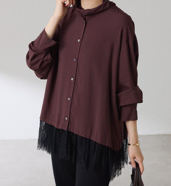  「裾レースハイネックシャツ」|シャツ・ブラウス|