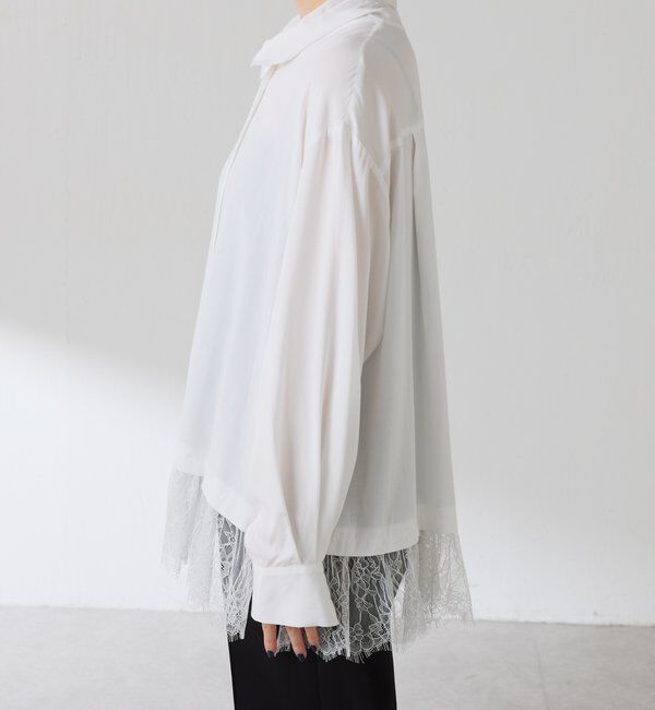  「裾レースハイネックシャツ」|シャツ・ブラウス|