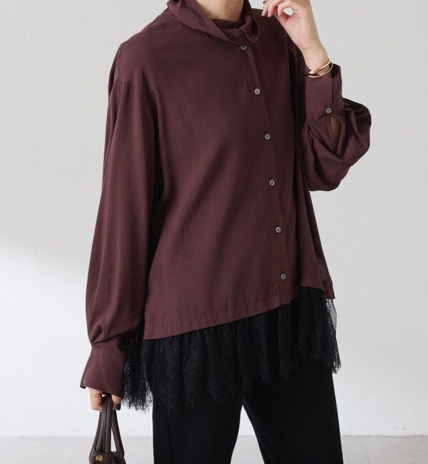  「裾レースハイネックシャツ」|シャツ・ブラウス|