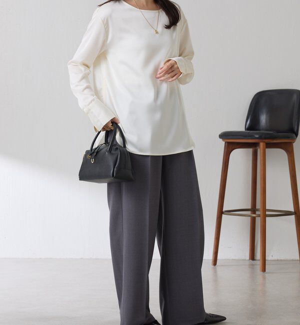  「サテンサイドドロストTブラウス」|シャツ・ブラウス|