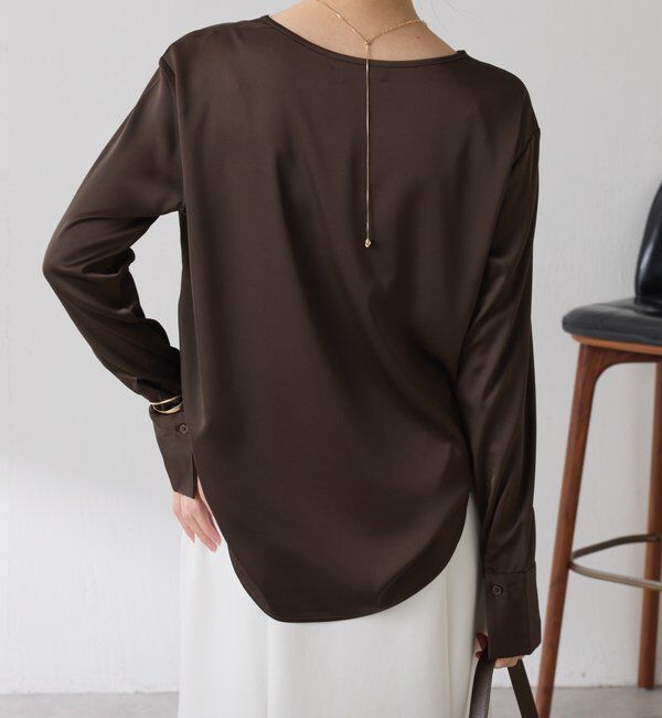  「サテンサイドドロストTブラウス」|シャツ・ブラウス|