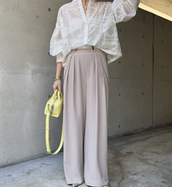  「【累計販売数3万枚突破/23色4サイズ展開！】タックワイドパンツ」|チノ|