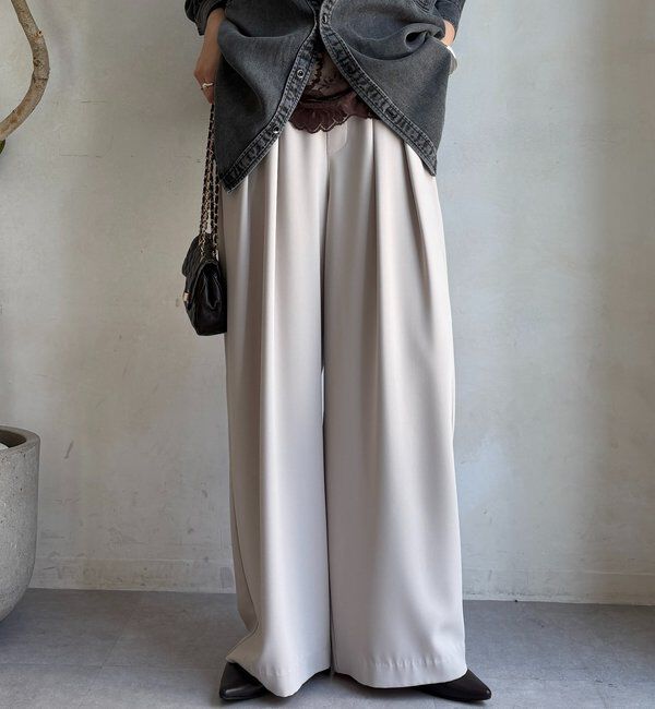  「【累計販売数3万枚突破/23色4サイズ展開！】タックワイドパンツ」|チノ|