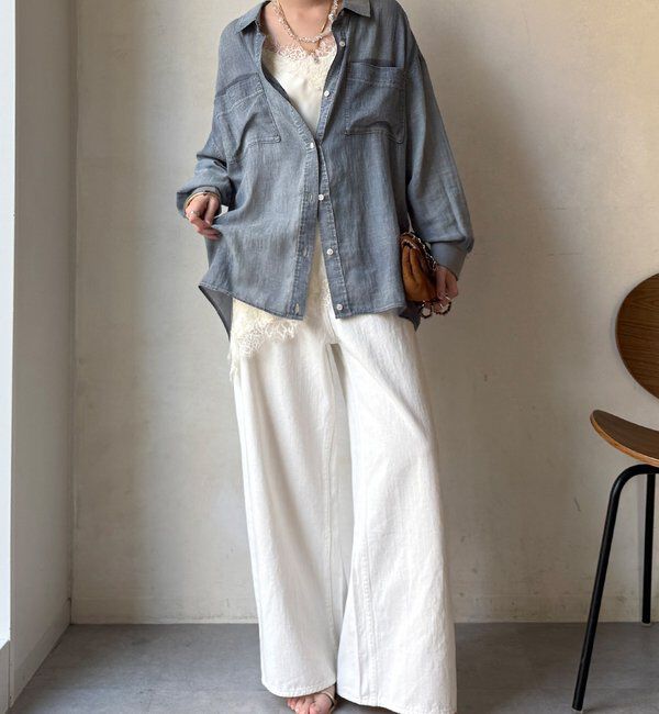  「袖リブシアーデニムシャツ」|シャツ・ブラウス|