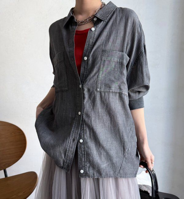  「袖リブシアーデニムシャツ」|シャツ・ブラウス|