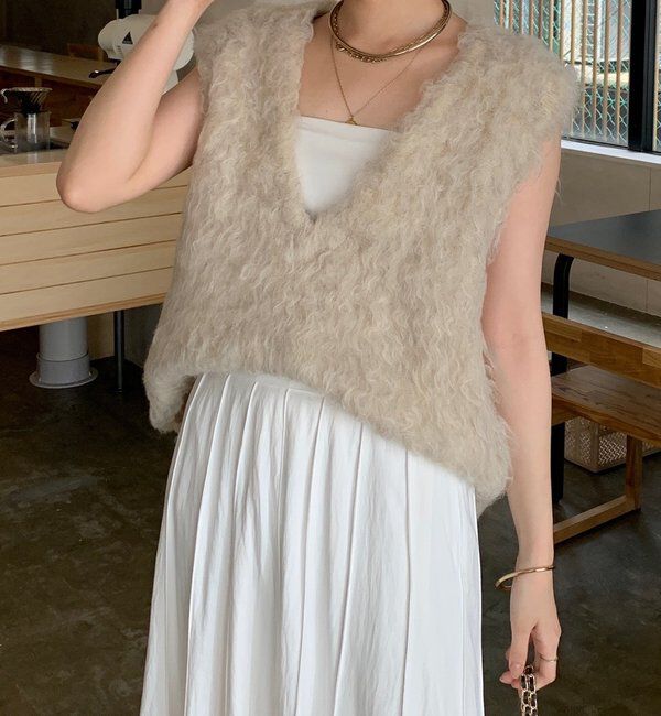  「【REI企画カラーあり】【前後2WAY】シャギーニットベスト」|ニット・セーター|