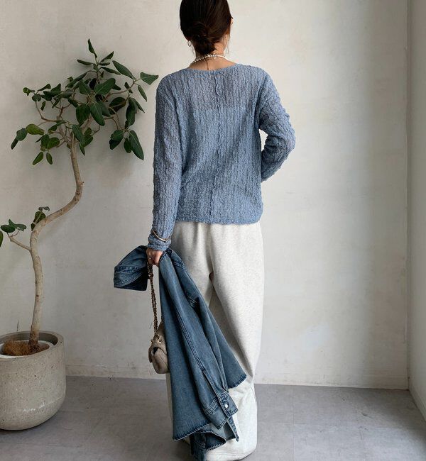  「リンクルフラワーシャーリングプルオーバー」|Tシャツ・カットソー|