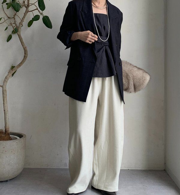  「肩パッドチェックダブルジャケット」|テーラードジャケット|