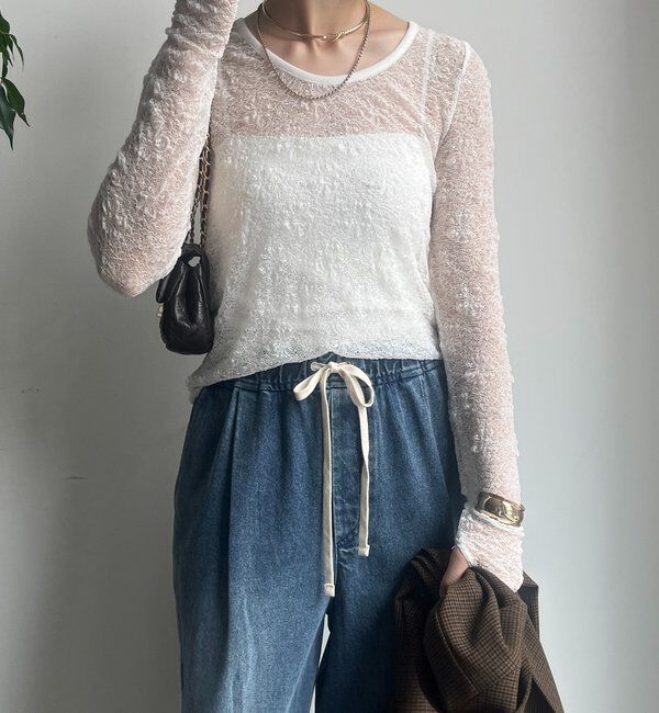  「レースロングスリーブトップス」|Tシャツ・カットソー|