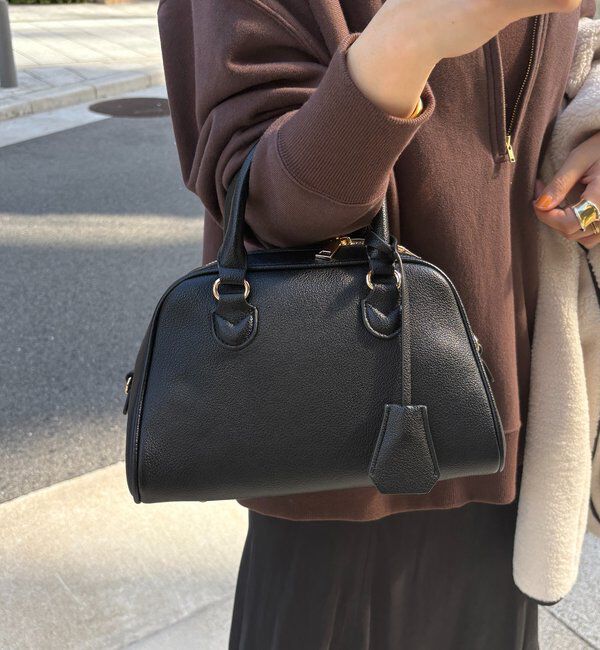  「シボフェイクレザーボストンバッグ」|トートバッグ|