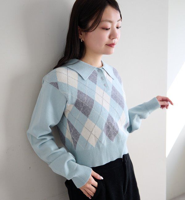  「アーガイルポロニット」|ニット・セーター|