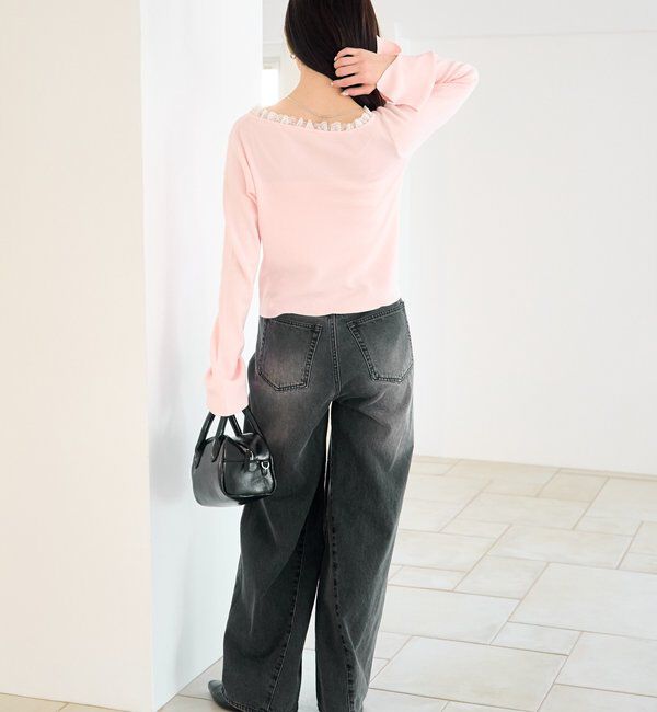  「【2サイズ展開/低身長サイズ/ウエスト調節可】カーブステッチデニム」|デニム|