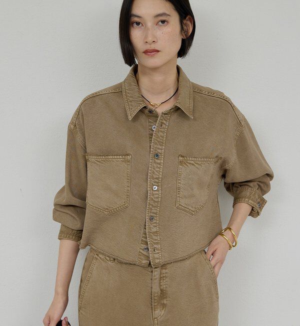  「【セットアップ対応】リヨセルショートシャツ」|シャツ・ブラウス|オリーブ