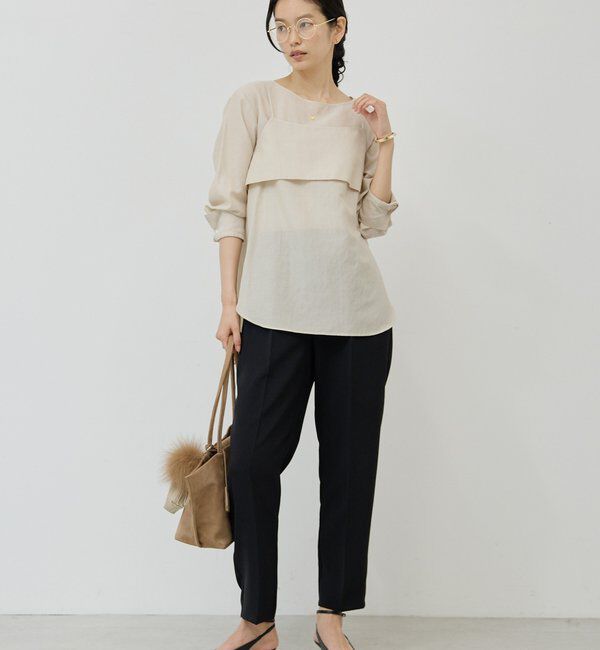  「【シワになりにくい】ジャージーテーパードパンツ」|チノ|