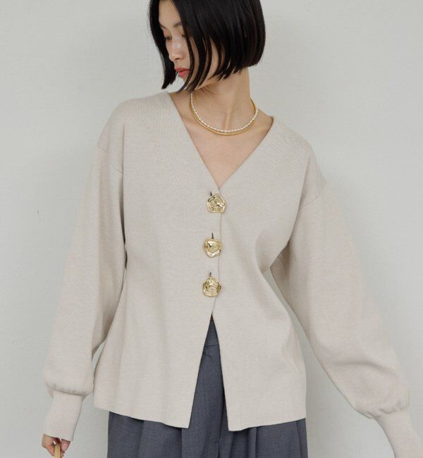  「ビジューVネックカーディガン」|ニット・セーター|