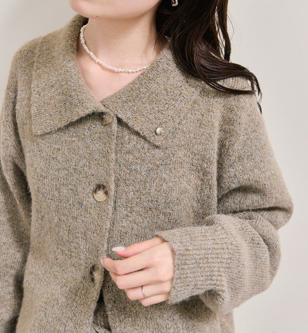  「襟付きプレートニットカーディガン」|カーディガン|
