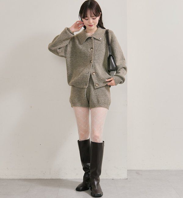  「襟付きプレートニットカーディガン」|カーディガン|