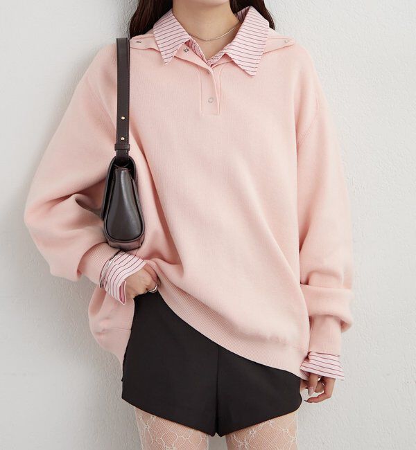  「スウェットライクヘンリーニット」|ニット・セーター|