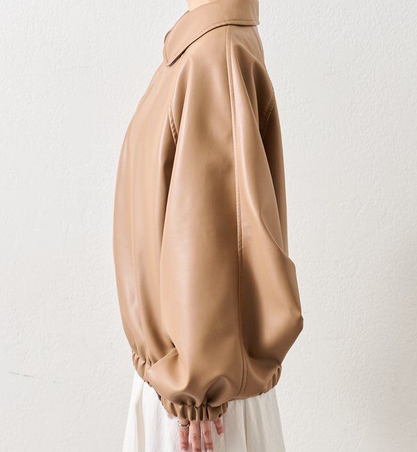  「バルーンスリーブフェイクレザーブルゾン」|ブルゾン・スタジャン|