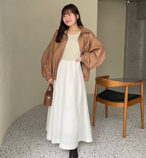  「バルーンスリーブフェイクレザーブルゾン」|ブルゾン・スタジャン|