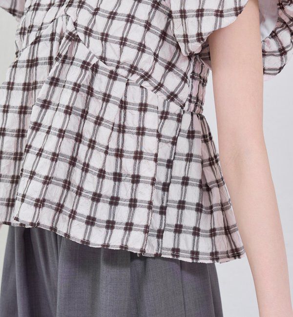  「チェックパフブラウス」|シャツ・ブラウス|