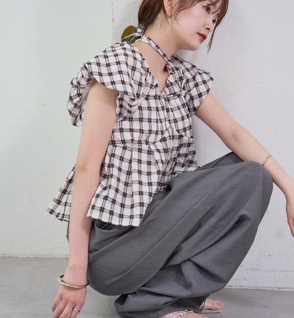  「チェックパフブラウス」|シャツ・ブラウス|