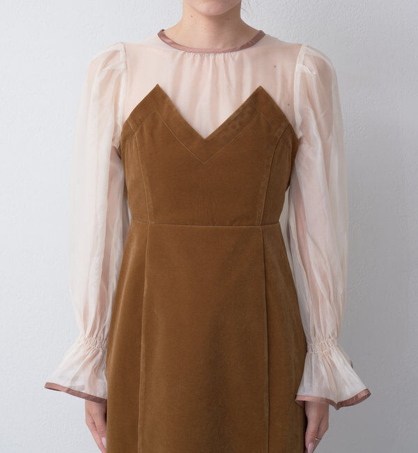  「【結婚式/ドレス/サイズ展開あり】配色シアーベアデザインワンピース」|ドレス|